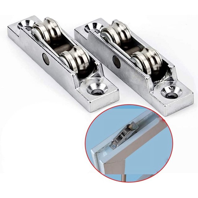 2Pcs Push-pull Window Pulley Zinc alloy Flat/Concave Double Wheel Balance Adjustment Angle Wheel Slide Doors Window pulley Metal Axles Window Pulley Door Sliding Two Rollers Wheel