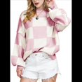 thumbnail image 3 of Suéter Holgado de Punto Acanalado con Cuello Redondo y Larga para Mujer, Moda de Otoño Rosa L, 3 of 9