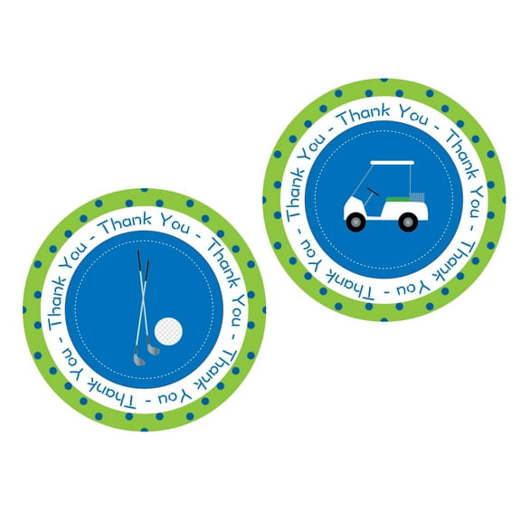 Golf Thank you Stickers 24 pcs, Boy Party Favor, Birthday Decoration, Party Supplies, Golf Cart Themed Baby Shower Label Tags