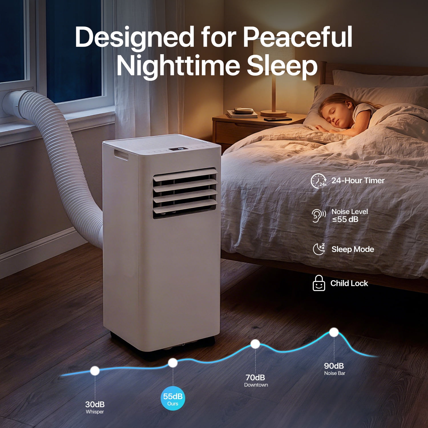Dateyes 10000 BTU 5-in-1 Portable Air Conditioner, Smart Standing Cooling and Heating Unit, Remote Control Dehumidifier & Fan for Bedroom, Indoor Room AC