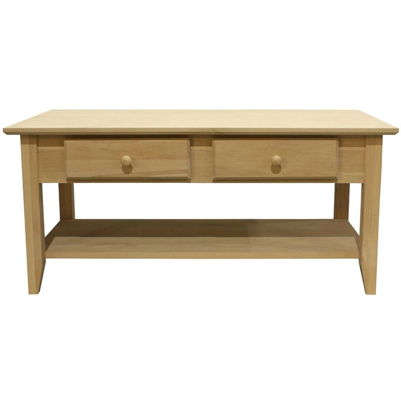 Coder Crossing Traditional Alder Wood Coffee Table with Shelf in