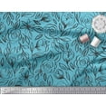 thumbnail image 3 of Soimoi Blue polyester Crepe Fabric Leaves & Rose Floral Print Sewing Fabric Yard 42 Inch Wide, 3 of 3