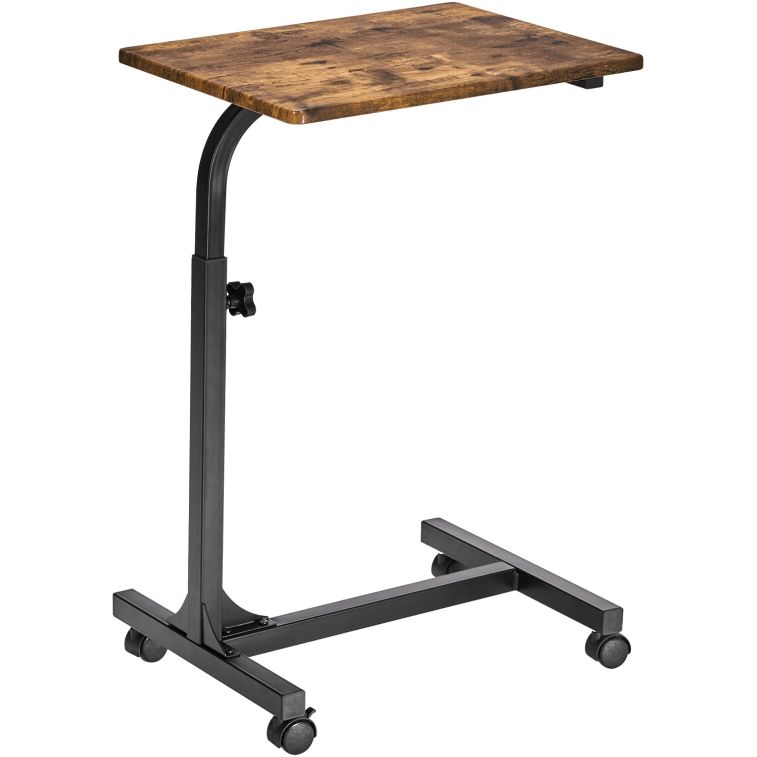 Kepooman Portable Laptop Desk with Casters, Rolling Computer Stand with Adjustable Height, Sturdy and Ergonomic, Brown & Black Kepooman Portable Laptop Desk with Casters, Rolling Computer Stand with Adjustable Height, Sturdy and Ergonomic, Brown & Black