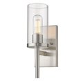 thumbnail image 1 of Golden Lighting Winslett PW Transitional Pewter Sconce 1 Light Incandescent Ribbed Clear Glass, 1 of 1