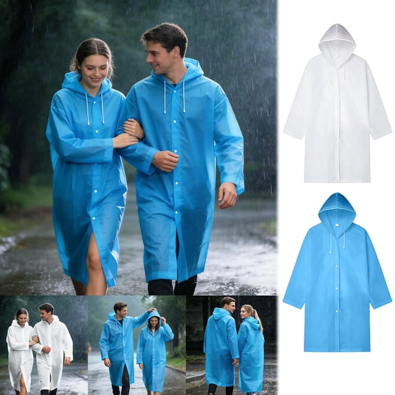TGPMGRZ Adults Rain Ponchos Disposable / Reusable Raincoats for Hiking Camping Travel Blue One Size