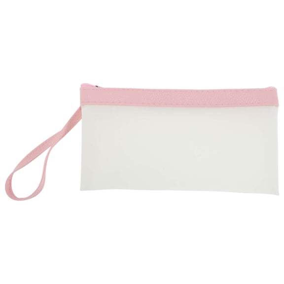 Unique Bargains Translucent Frosted Spacious Zipper Bag Pink