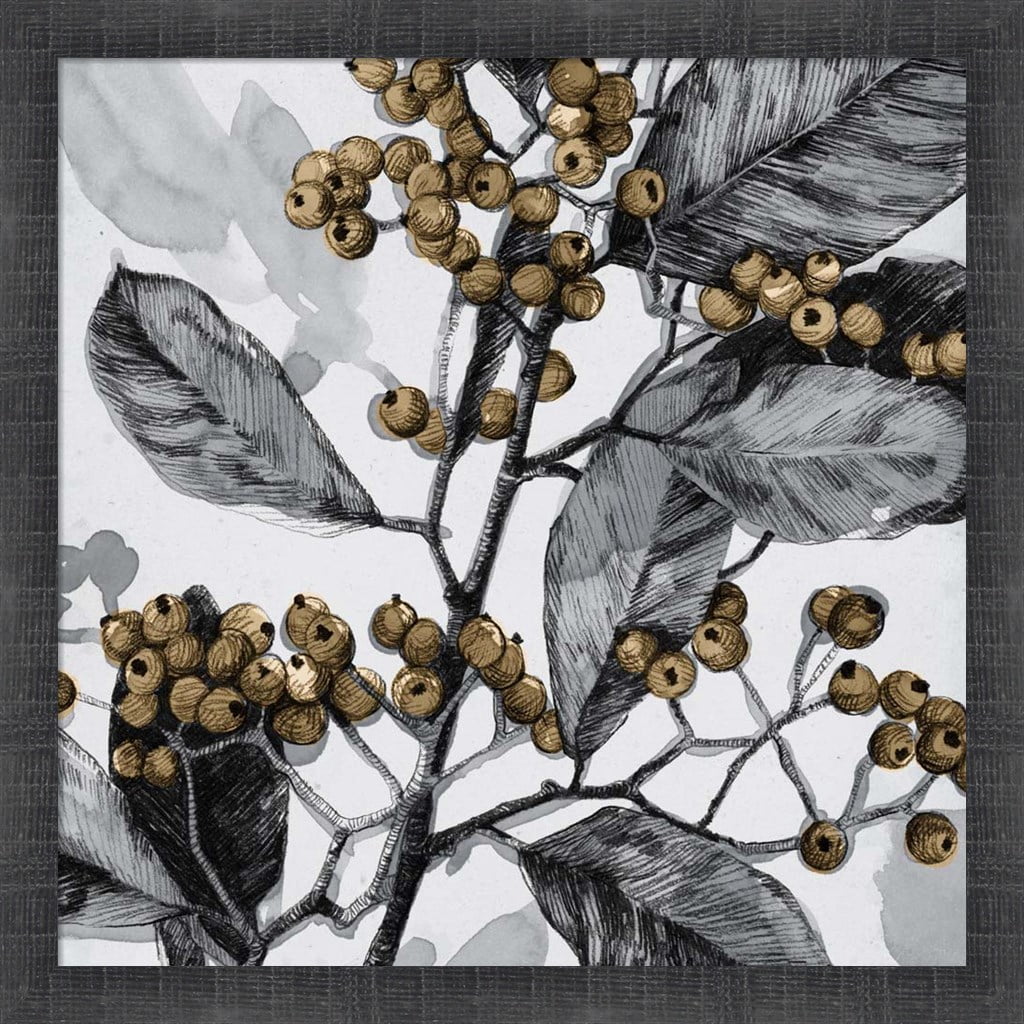 Holly Shadow I Framed Art with Rustic Grey Frame