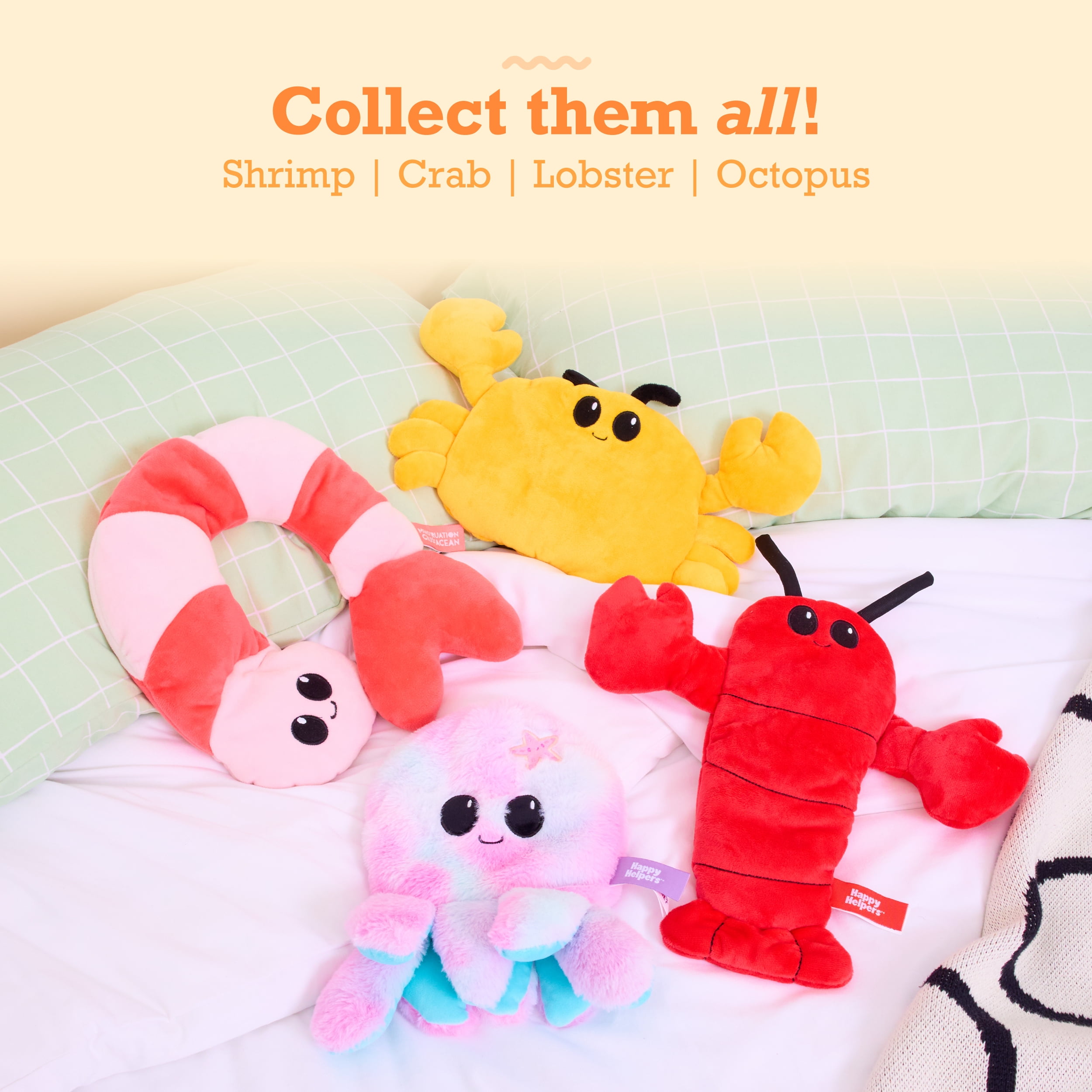Happy Helpers Menstruation Crustacean Crab, Microwaveable Heating Pad for Cramps, Gifts for Teens