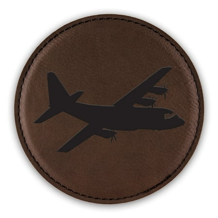 

C-130 Hercules Coaster Laser Engraved Leatherette - Round Coasters - Many Colors - Single / Coasters Sets - flying c130