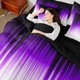 thumbnail image 4 of Manfei Neon Purple Lines Bedding Comforter Set 7 Pieces, Modern Gradient Queen Bedding Sets, Contemporary Geometric Queen Sheet Sets, Luxury Bedroom Decor, 4 of 8