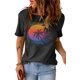 thumbnail image 4 of ABPHQTO Camiseta de manga corta con estampado gráfico de puesta de sol en la playa negra para mujer, 4 of 5