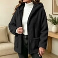 thumbnail image 2 of Liuinsasek Womens Loose Fuzzy Outerwear Solid Color Fashionable Hooded Warm Long-Sleeved Fleece Fluffy Jacket with Pockets for Winter, 2 of 9