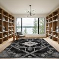 thumbnail image 2 of ODIKA 9'x12' Washable Area Rug Farmhouse Vintage Faded Center Interlocking Angular Table Desk for Master Suite, California King, Under Bed, Non-Shedding, Easy Care, 2 of 7
