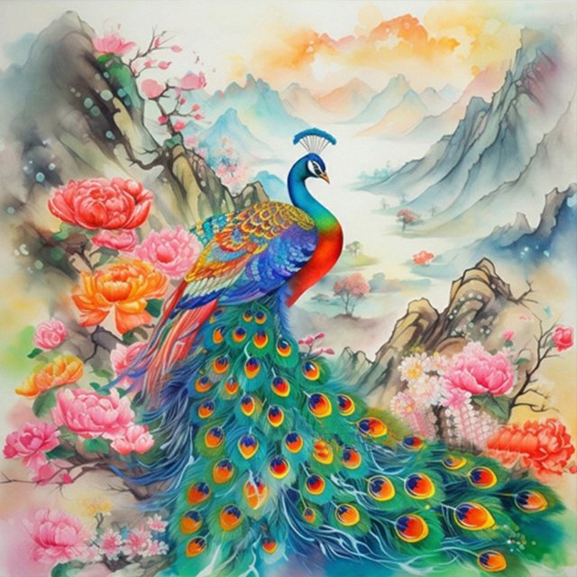 5D DIY Taladro Pavo Real Phoenix Kit Del 30x30CM