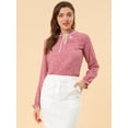 thumbnail image 2 of Blusa Allegra K con cuello con volantes y lazo para mujer manga larga campana vintage Corazones rosados S, 2 of 6