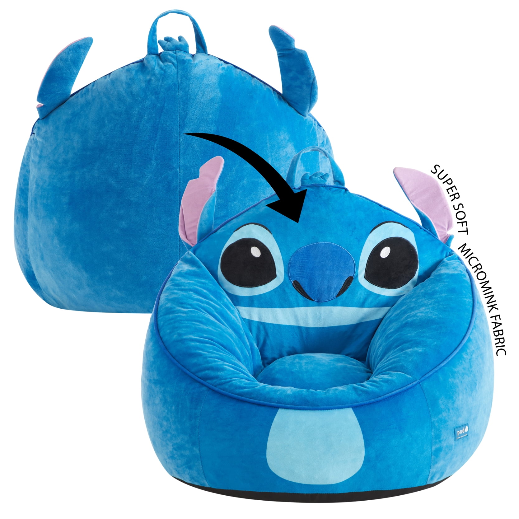 Disney Stitch Kids' Compressed Foam Bean Bag Chair, Blue - Walmart.com