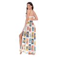 thumbnail image 3 of FORMRS Womens Long Sarong Beach Wrap Semi-Sheer Bikini Skirt Bathing Swimsuit Cover Up, Beige Playful Stamp, 3 of 7
