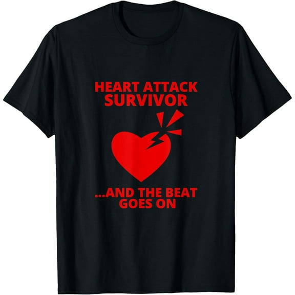 t-shirt HEART ATTACK SURVIVOR ...AND THE BEAT GOES ON T-Shirt mens，black，women，funny，men，journey，Crew Neck, Short Sleeve,printing