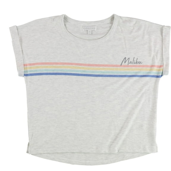 P.J. Salvage Womens Malibu And Sripes Pajama Sleep T-shirt, Grey, Small