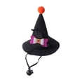 thumbnail image 2 of Pet Halloween Witch Hat, Mini Pointed Dog and Cat Costume with Bow, Spooky Fuzzy Ball Headwear with Chin Strap for Holiday Photos, 2 of 6