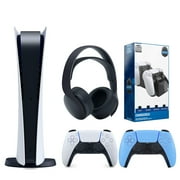 Sony PlayStation 5 Digital Edition with PULSE 3D Wireless Gaming Headset, 2 Controllers, White