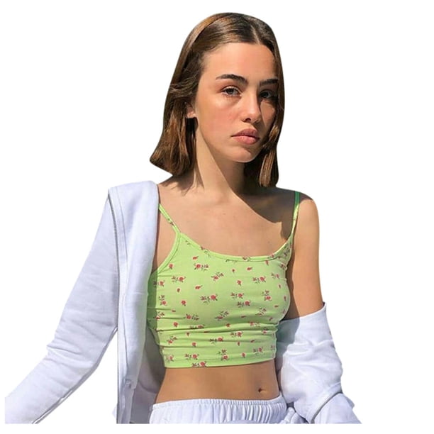Gibobby Camiseta sin mangas con cuello redondo de encaje para mujer, blusa sin mangas de verano para mujer(Verde,CH)