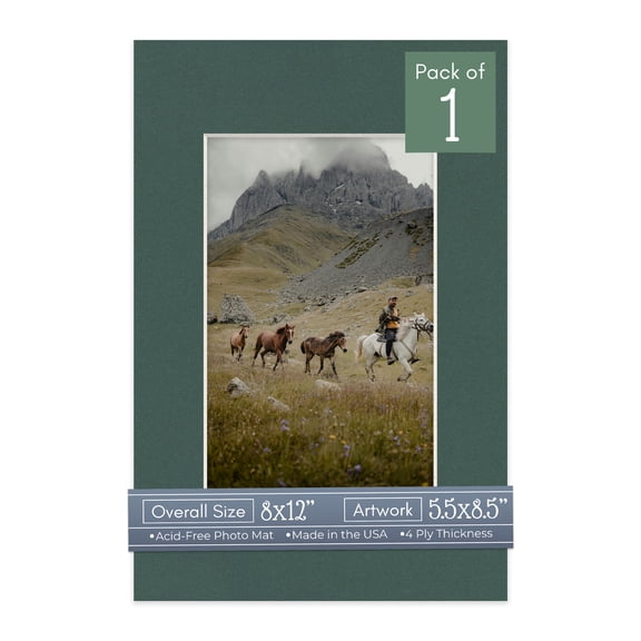 Spruce Green Picture Frame Mat for 8x12 Frames - Fits 5.5x8.5 Photos - 1 Mat