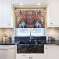 thumbnail image 5 of Yayeee Kitchen Curtains Tier Pair Light Filtering 27"x36" Rod Pocket Short Cafe Window Panel, Red Vibrant Flowers, 5 of 7