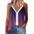 thumbnail image 1 of Camisola para mujer Camisetas sin mangas Top de verano para mujer, camisola informal con cuello en V, blusa estampada, Top sin mangas, camisola con tirantes finos (Purple, XL), 1 of 4