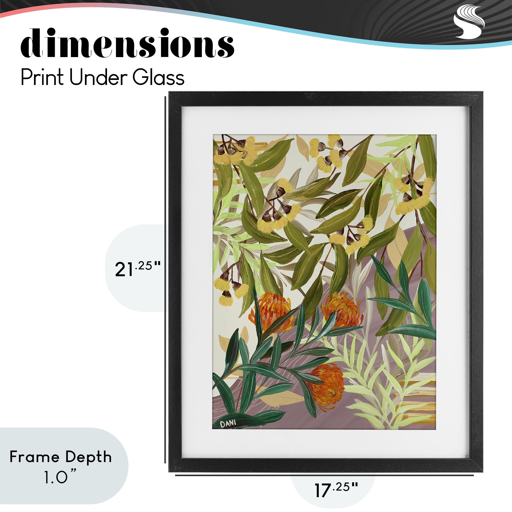 Stupell Industries Walk With Me Florals Black Framed Print Under Glass, design by Dani Heyward