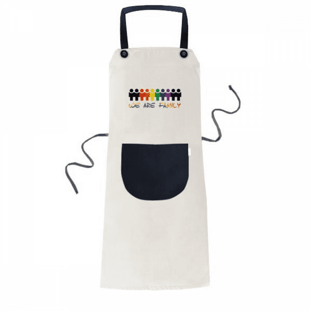 LGBT Rainbow Flag We Are Faly Apron Adjustable Bib Cotton Linen BBQ Kitchen Pocket Pinafore