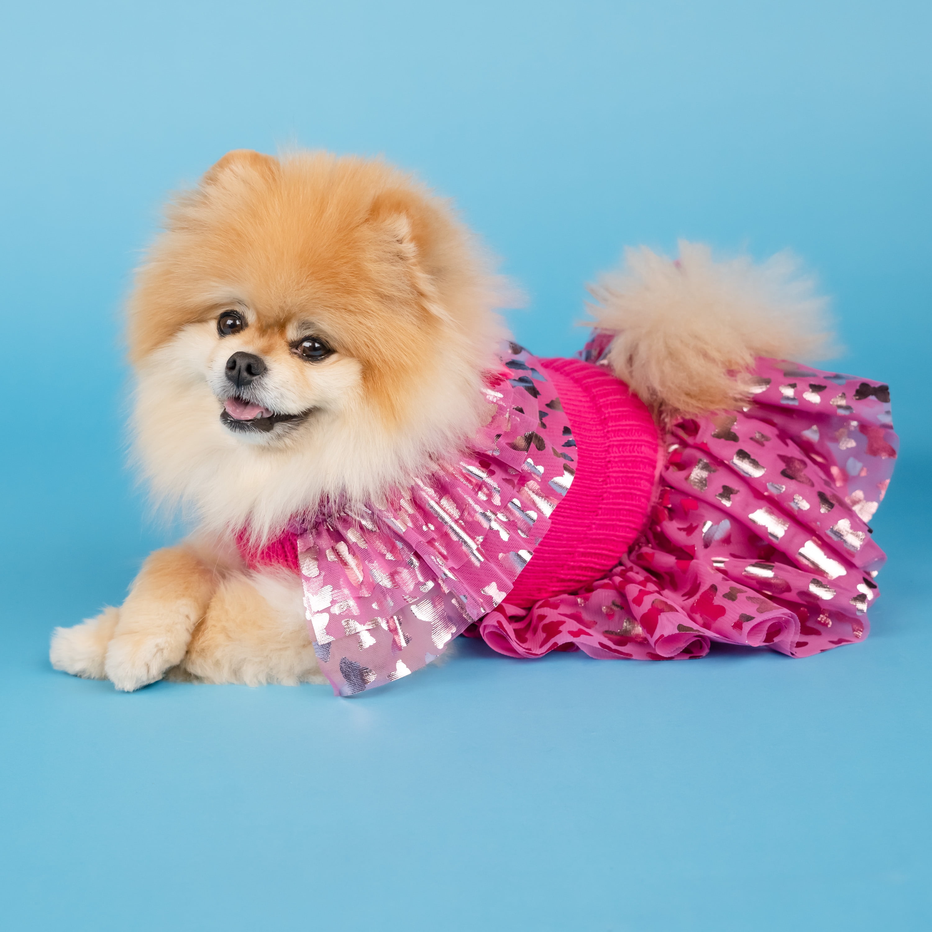 Doggy Parton, Dog Clothes, Ruffle Sweater and Skirt Two Piece Pet Set, Pink, XXL
