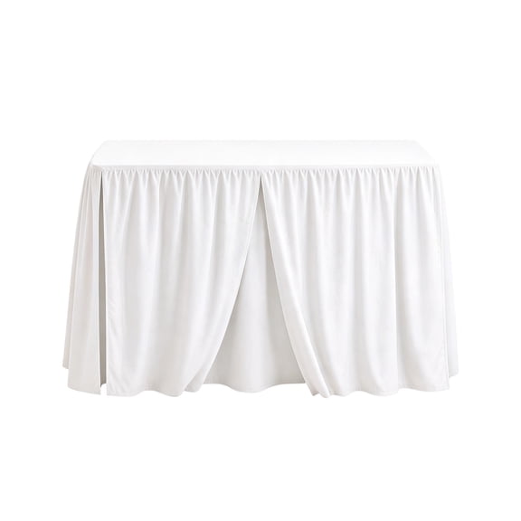 Floor Length Fitted Pleated Table Skirt Adjustable Elastic Strap Elegant Decor Cover For Banquet Buffet Wedding Party