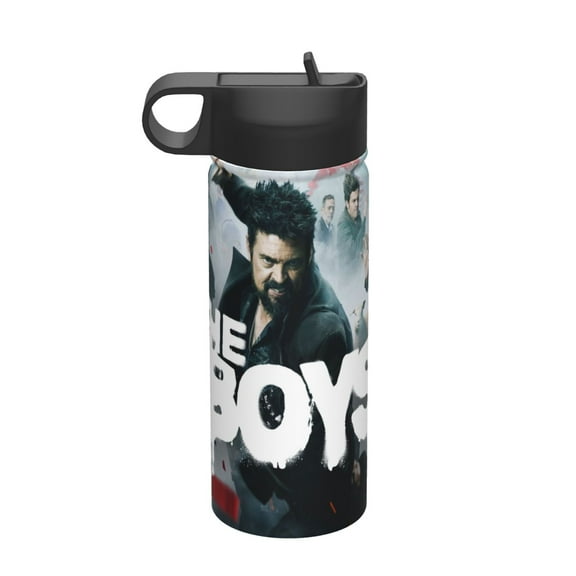 The Boys Kids Insulated Water Bottle With Straw - 18 Oz Stainless Steel Double Wall Vacuum Cup, Leakproof, Bpa Free, Suitable For Boys And Girls