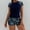 002Blue, variant on LPZOOGU Women's Rash Guard 2 Piece Short Sleeve Swim Shirt with Shorts Swimsuit with Bra Bathing Suit with Pocket