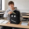 thumbnail image 5 of Funny Black Nylon Cartoon Backpack, Anime Eyes Design Lightweight School Bag with Neon Accents, Back to School Christmas Birthday Gifts, 5 of 5