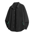 thumbnail image 1 of Blusa y camisa de manga larga con cuello vuelto para hombre, color liso, con botones y cuello vuelto, cárdigan de manga larga, blusa de poliéster para hombre, 1 of 3
