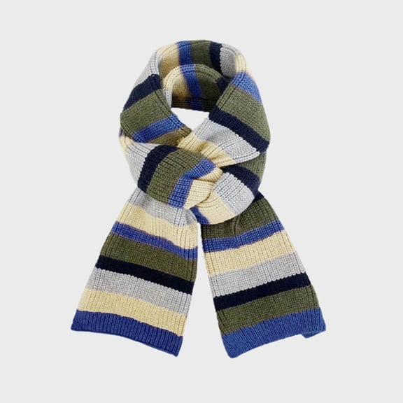 Multicolor Scarfs Scarf Women Autumn and Winter Fashion Casual Striped Colorblock Knitted Warm Scarf