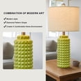 "Oneach 24.5"" Farmhouse Ceramic Table Lamp Set of 2, Light Green Bedside Lamps for Bedroom ...