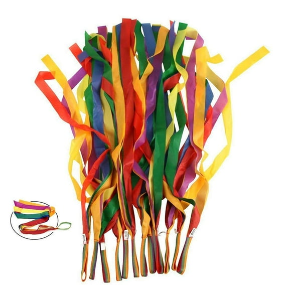 12 Pcs Rainbow Dance Ribbons Streamers, Gymnastics Ribbon with Wands - Perfect Rhythm Sticks for Talent Shows, Artistic Dancing, Baton Twirling
