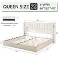 thumbnail image 2 of VanAcc Queen Size Lift up Storage Bed, Linen Upholstered Platform Bed with Vertical Channel Tufted Headboard and Wingback, Wood Slats Support, White, 2 of 7