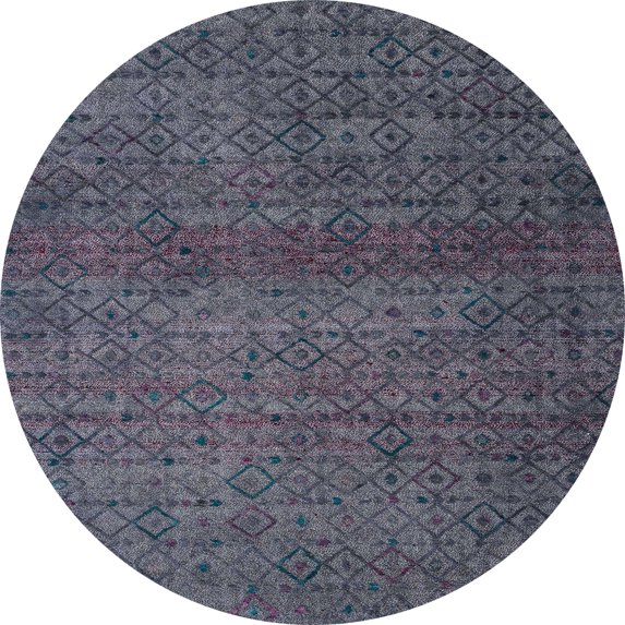 Ahgly Company Indoor Round Abstract Slate Gray Abstract Area Rugs, 4' Round