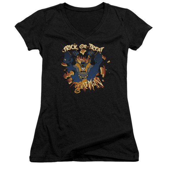 Batman Pumpkin Burst Junior Women's T-Shirt V-Neck Black