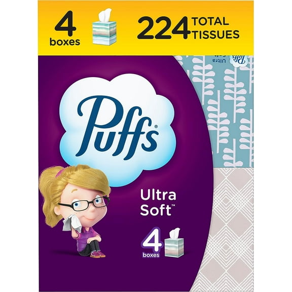 Ultra Soft Facial Tissues, 4 Cubes, 56 Facial Tissues Per Box
