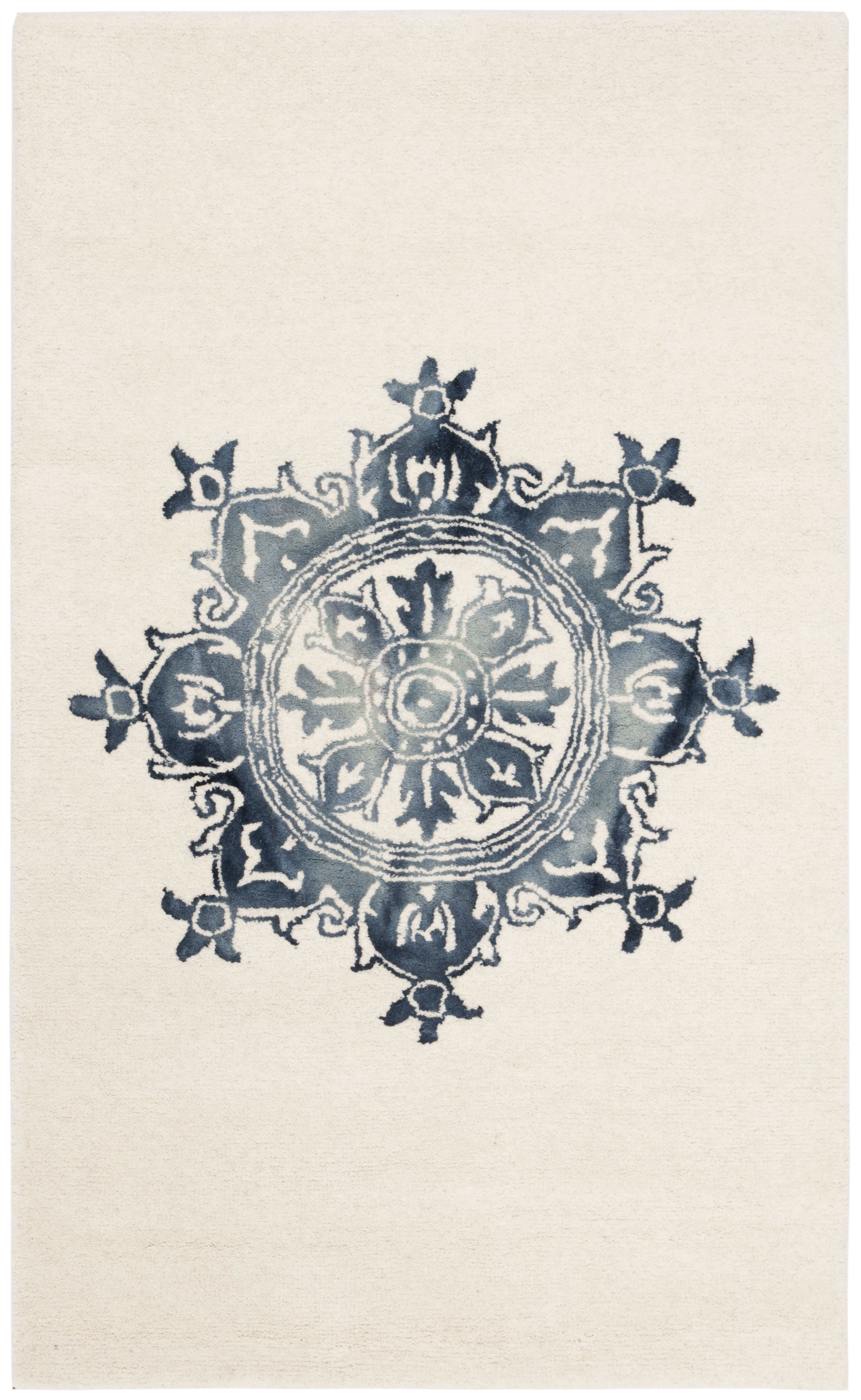 Safavieh Dip Dye Jasmyn Floral Wool Area Rug, Ivory/Blue, 4' x 6'
