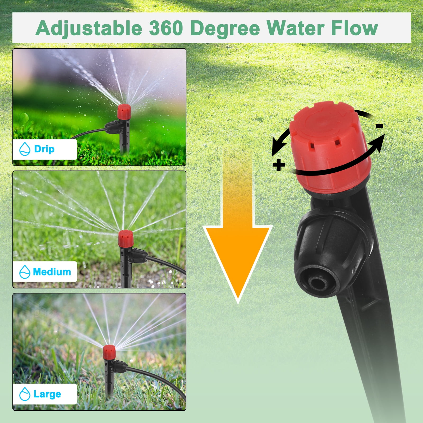 Uxcell 80 Pack Drip Irrigation Emitters 360 Degree 8 Holes for 1/4" Tubing, Red