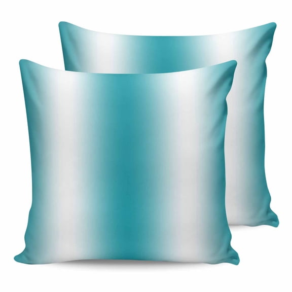 Turquoise White Ombre Pillow Covers 16x16 Set of 2, Abstract Art Modern Teal Gradient Throw Pillow Covers Decorative Couch Cushion Cover, Microfiber Soft Square Pillowcases for Bedroom Sofa