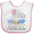thumbnail image 3 of Inktastic My Yaya Loves Me to the Moon and Back Elephant Family Boys or Girls Baby Bib, 3 of 4
