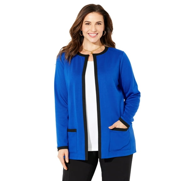 Catherines Women's Plus Size Ponte Jewel Neck Blazer