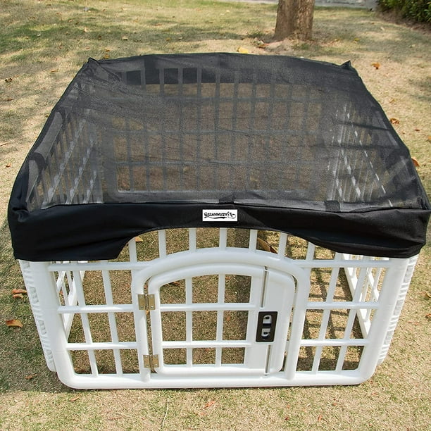 Iguohao Dog Playpen Mesh Top Cover Prevent Pet Escape Provide Shade Durable Mesh Fabric Top Cover Portable Foldable Washable Dog Pen Cover Fits All